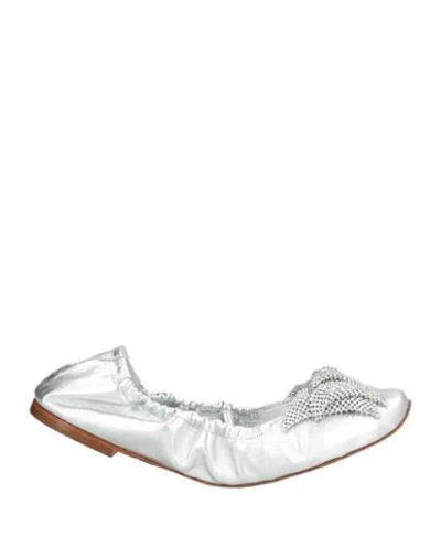 Casadei Woman Ballet Flats Silver Size 8 Leather