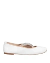 Casadei Woman Ballet Flats White Size 11 Leather