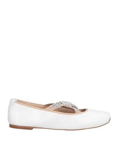 Casadei Woman Ballet Flats White Size 11 Leather