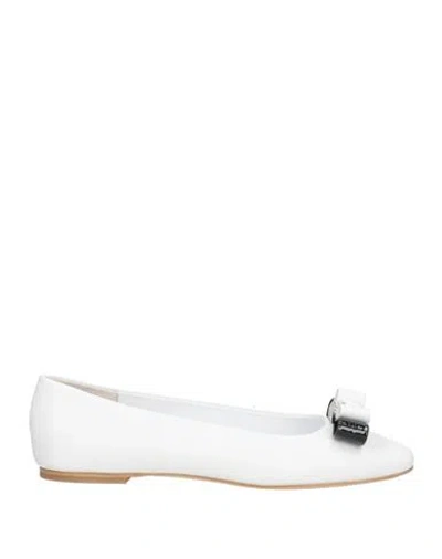 Casadei Woman Ballet Flats White Size 8 Leather