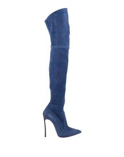 Casadei Woman Boot Blue Size 5.5 Soft Leather