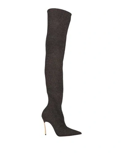 Casadei Woman Boot Bronze Size 8 Textile Fibers In Yellow