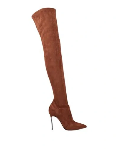 Casadei Woman Boot Brown Size 8 Textile Fibers