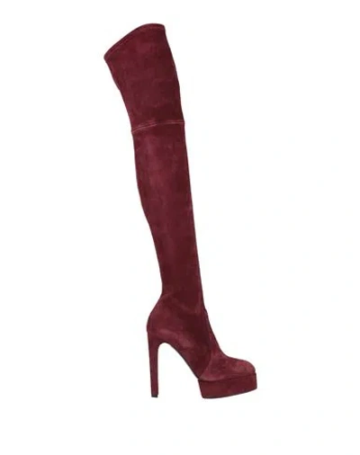 Casadei Woman Boot Burgundy Size 5 Leather