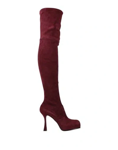 Casadei Woman Boot Burgundy Size 8.5 Leather In Red