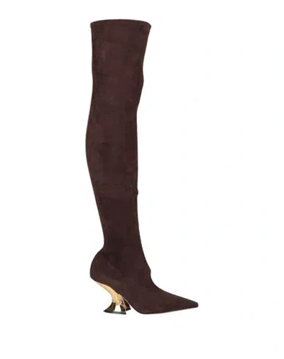 Casadei Woman Boot Dark Brown Size 8 Textile Fibers