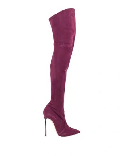 Casadei Woman Boot Deep Purple Size 5 Soft Leather In Purple