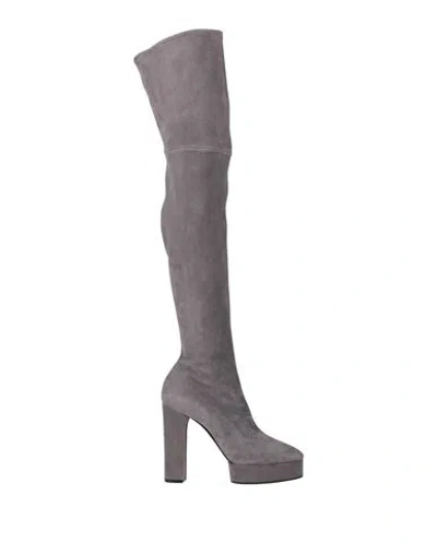 Casadei Woman Boot Grey Size 5.5 Leather In Gray