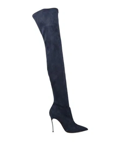 Casadei Woman Boot Midnight Blue Size 8 Textile Fibers