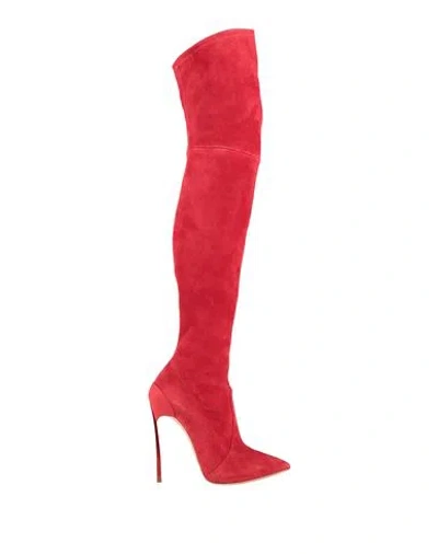 Casadei Woman Boot Red Size 5 Soft Leather In Black