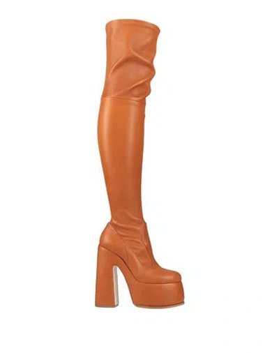 Casadei Woman Knee Boots Tan Size 11 Soft Leather In Brown