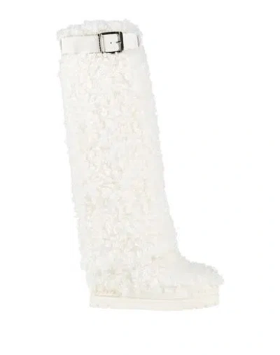 Casadei Woman Boot White Size 8 Textile Fibers, Leather