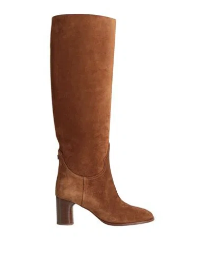 Casadei Woman Knee Boots Camel Size 10 Soft Leather In Beige