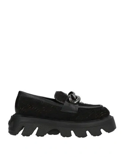 Casadei Woman Loafers Black Size 9 Textile Fibers