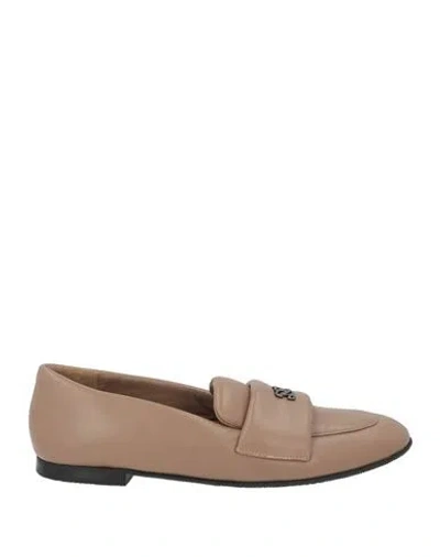 Casadei Woman Loafers Camel Size 7 Leather In Neutral