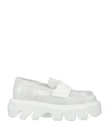 Casadei Woman Loafers White Size 8 Leather, Rubber