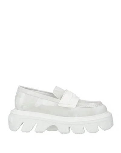 Casadei Woman Loafers White Size 8 Leather, Rubber