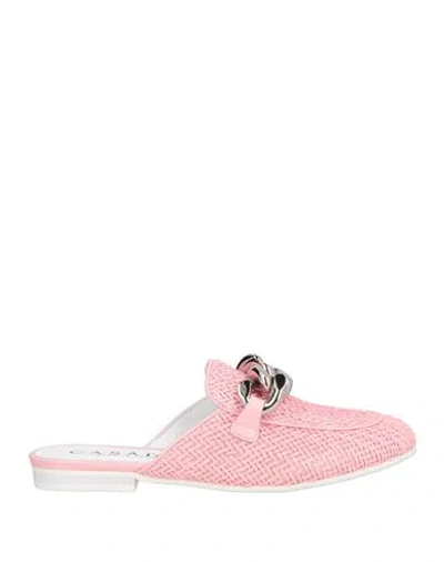 Casadei Woman Mules & Clogs Pink Size 7 Textile Fibers