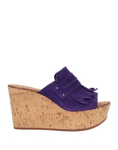 Casadei Woman Mules & Clogs Purple Size 10.5 Leather