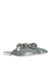 Casadei Woman Mules & Clogs Silver Size 7.5 Textile Fibers In Gray