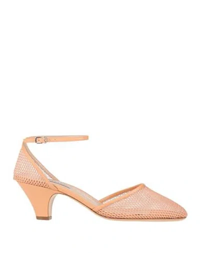 Casadei Woman Pumps Apricot Size 8 Textile Fibers, Leather In Neutral