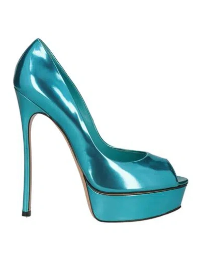 Casadei Woman Pumps Azure Size 10 Leather In Blue