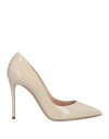 Casadei Cream Leather Pumps With Silver Blade Heel In Beige