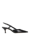 Casadei Point Toe Minorca Leather Slingbacks 6cm In Black