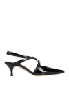 Casadei Point Toe Minorca Leather Slingbacks 6cm In Black