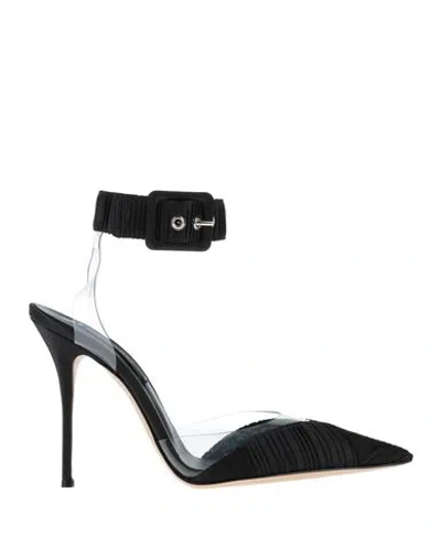 Casadei Woman Pumps Black Size 7.5 Textile Fibers, Synthetic Fibers