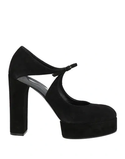 Casadei Woman Pumps Black Size 10 Leather, Plastic In Black