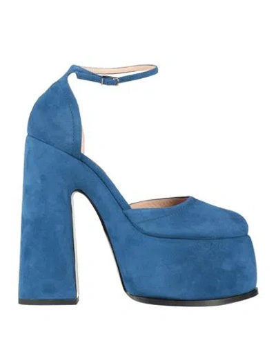Casadei Woman Pumps Blue Size 8 Leather