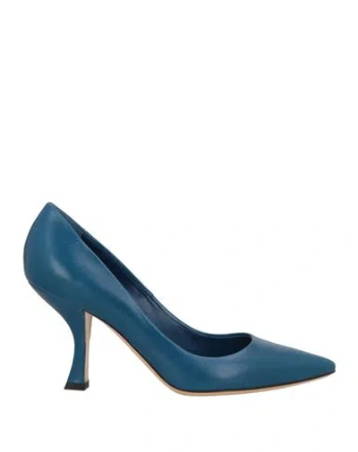Casadei Woman Pumps Blue Size 7 Leather