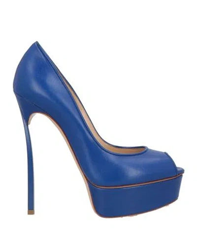 Casadei Woman Pumps Blue Size 7.5 Leather