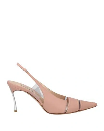 Casadei Woman Pumps Blush Size 8 Leather, Plastic In Pink