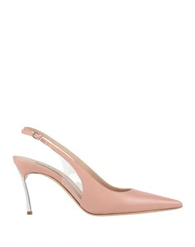 Casadei Woman Pumps Blush Size 8 Leather, Pvc - Polyvinyl Chloride In Pink