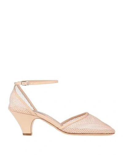 Casadei Woman Pumps Blush Size 8 Textile Fibers, Leather In Neutral