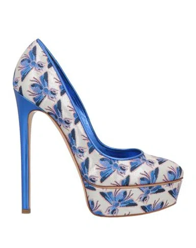Casadei Woman Pumps Bright Blue Size 7 Textile Fibers