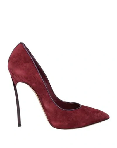 Casadei Woman Pumps Burgundy Size 9 Leather