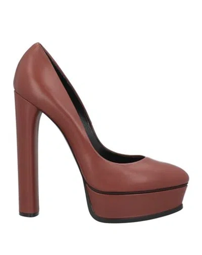 Casadei Woman Pumps Chocolate Brown Size 10 Leather