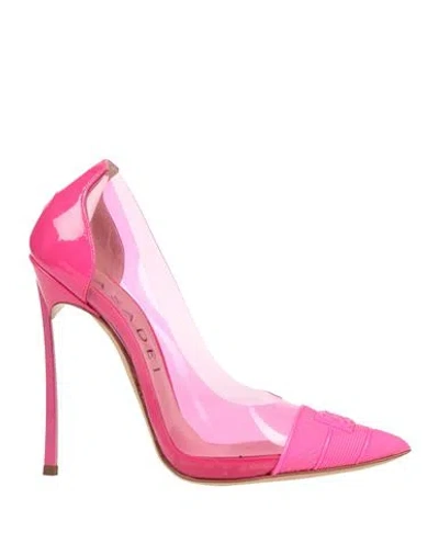 Casadei Woman Pumps Fuchsia Size 8 Leather, Rubber, Plastic In Pink