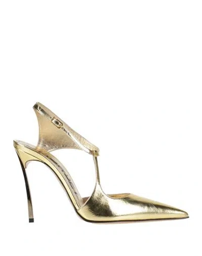 Casadei Woman Pumps Gold Size 6 Leather