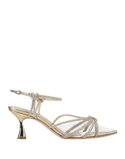 Casadei Woman Pumps Gold Size 7.5 Leather, Pvc - Polyvinyl Chloride