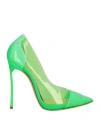 Casadei Woman Pumps Acid Green Size 7.5 Leather In Green