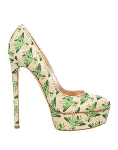 Casadei Woman Pumps Green Size 8 Textile Fibers