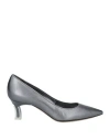 Casadei Woman Pumps Gunmetal Size 6 Leather In Gray