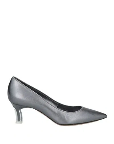 Casadei Woman Pumps Gunmetal Size 6 Leather In Gray