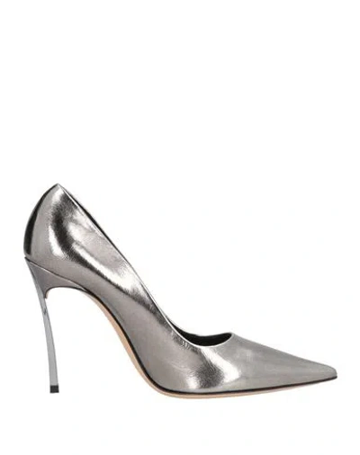 Casadei Woman Pumps Gunmetal Size 7 Leather In Gray