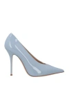 Casadei Woman Pumps Light Blue Size 6.5 Leather, Pvc - Polyvinyl Chloride In Blue