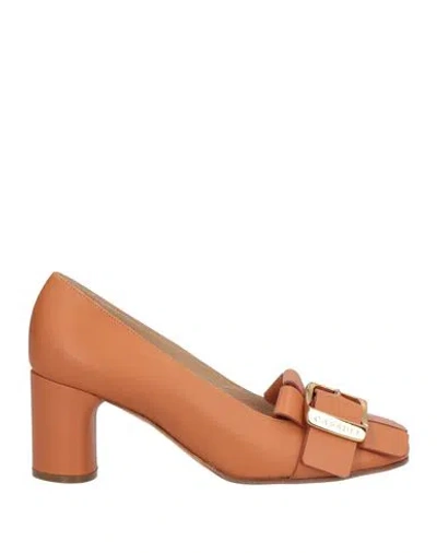 Casadei Woman Pumps Light Brown Size 6.5 Calfskin
